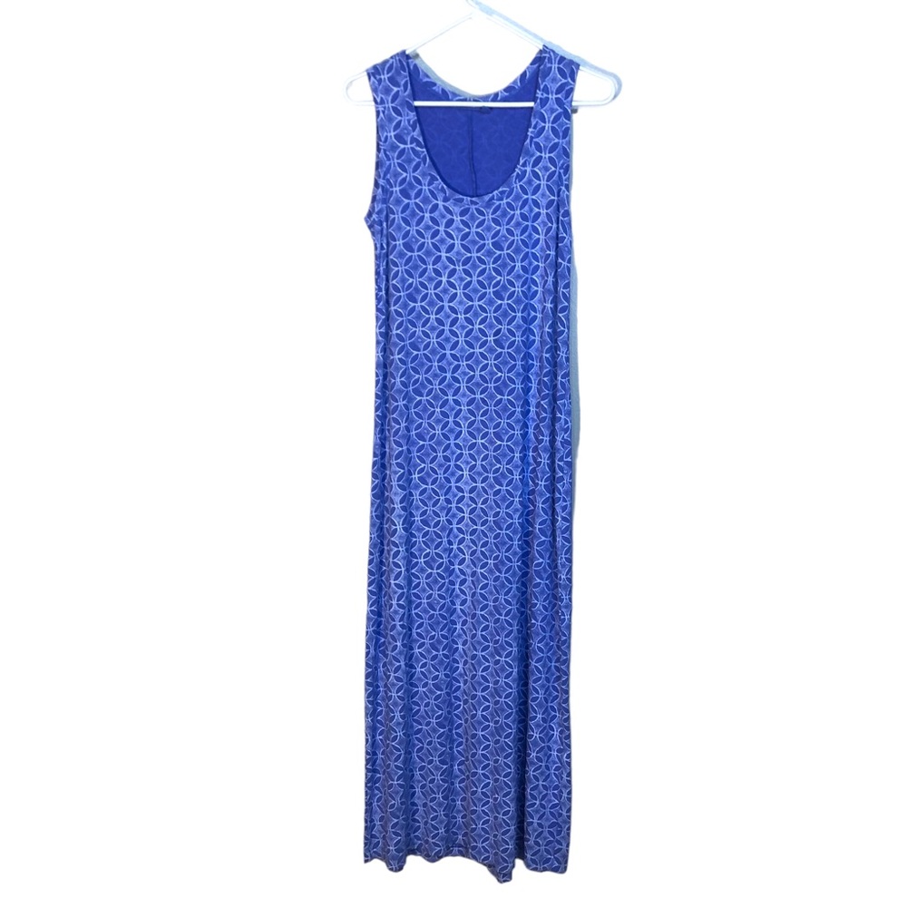 Fresh Produce Maxi Tank Dress Size Small Purple Geometric Periwinkle Stretch